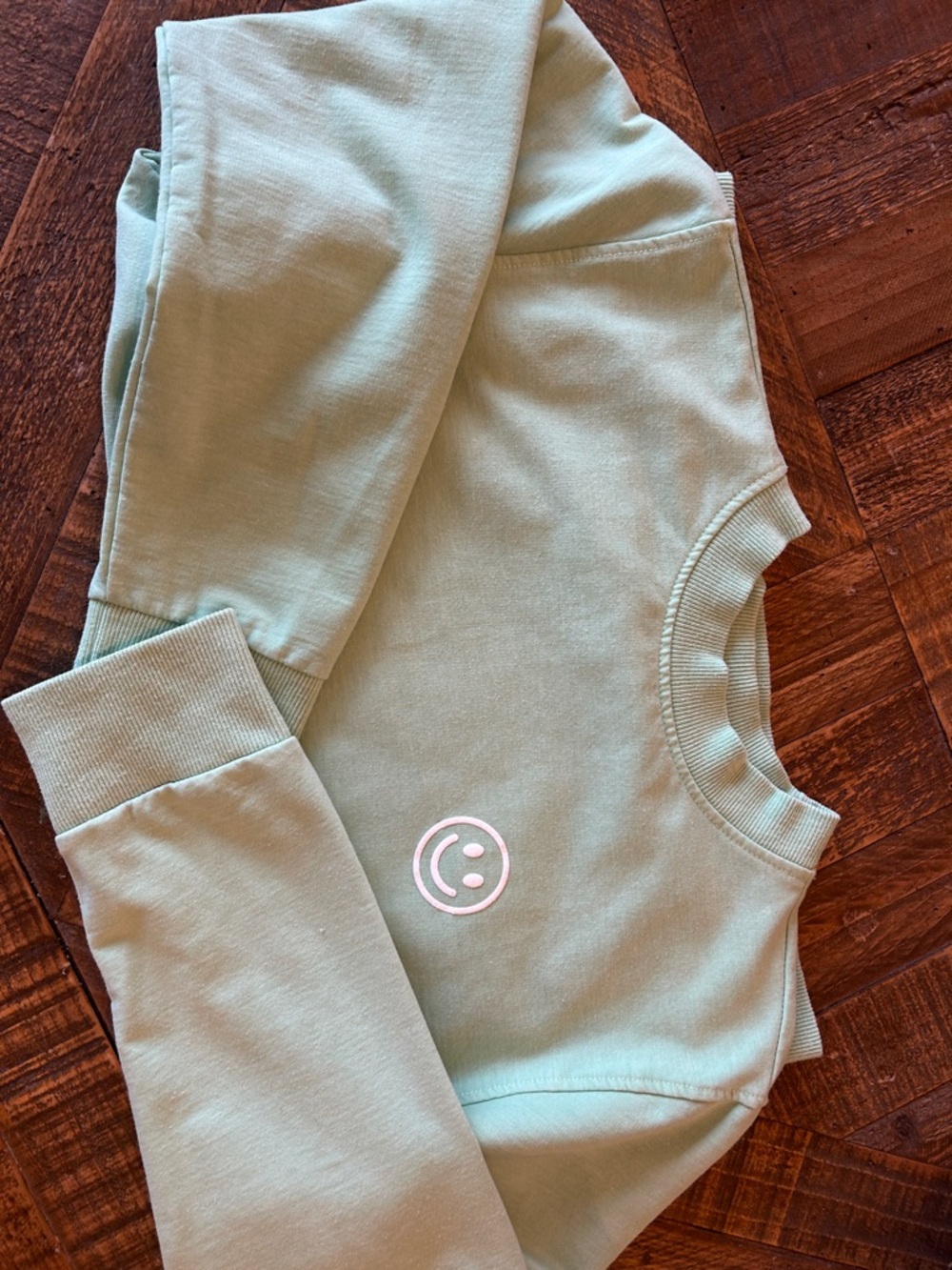 The Southern Shirt Company Kids Mint Green Sweatshirt with Smiley Patch